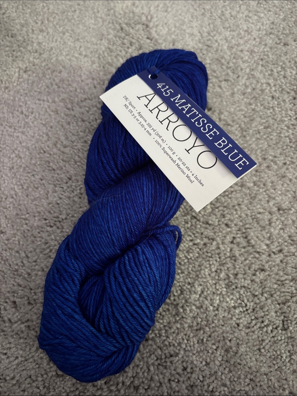 Arroyo 415 Matisse Blue Hand-Dyed Yarn - Rich Blue